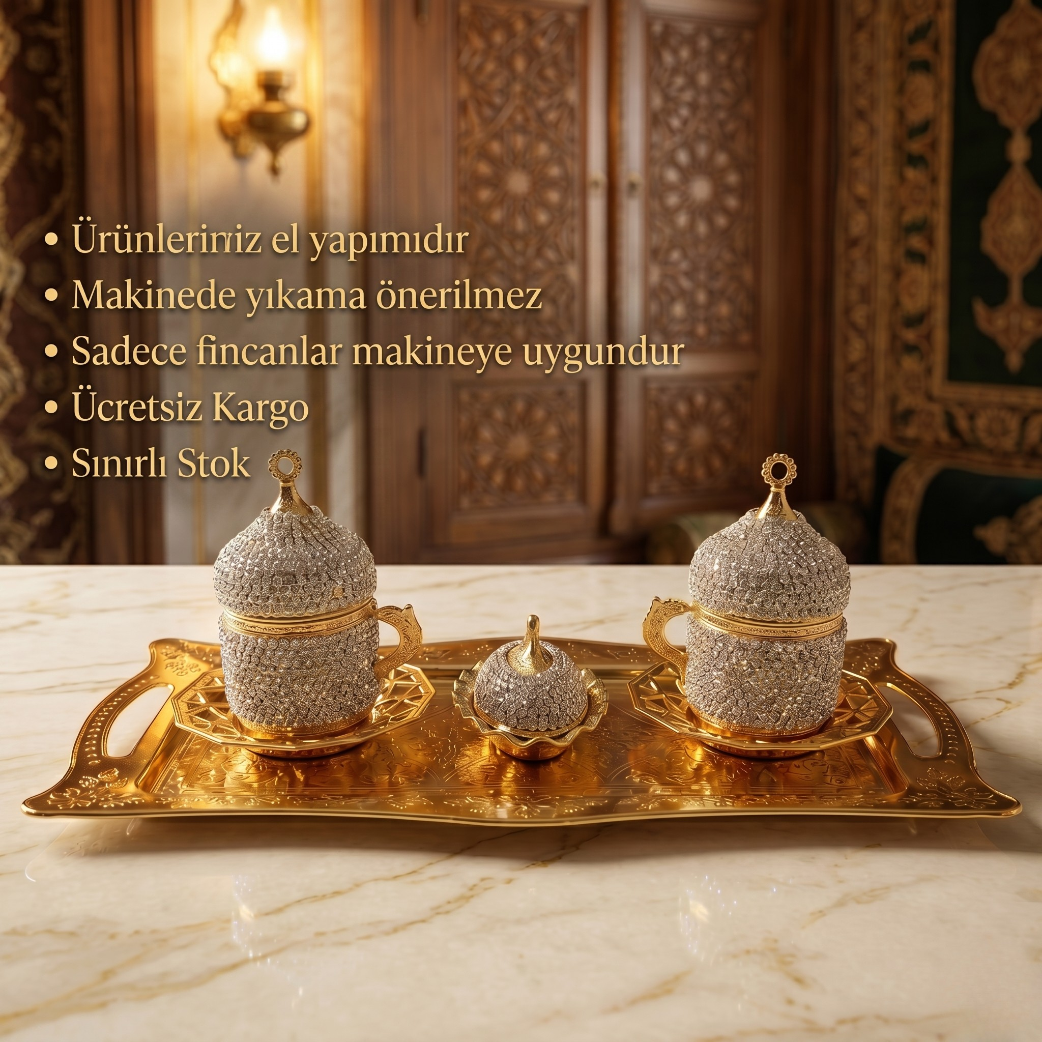 Osmanlı Motifli Lüx Kahve Fincanı Seti